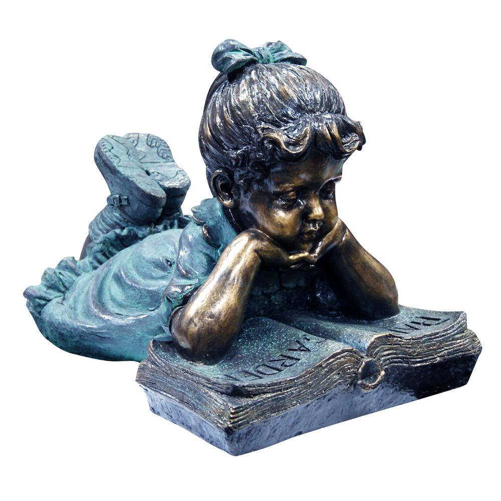 Girl Laying Down Reading Book Statue