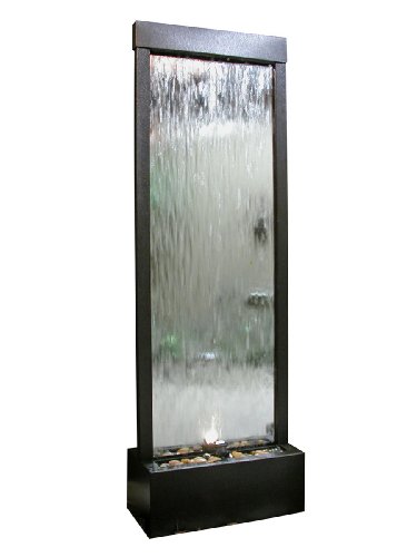 Mirror Waterfall-Silver with Decorative Stones & Light