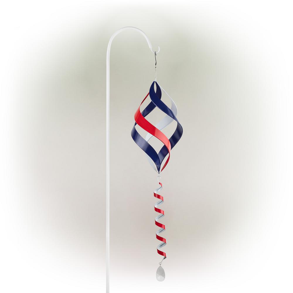 Red, White and Blue Metal Wind Spinner with Shepherd's Hook