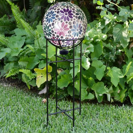 Colorful Daisy Gazing Globe with Mosaic Flower Design