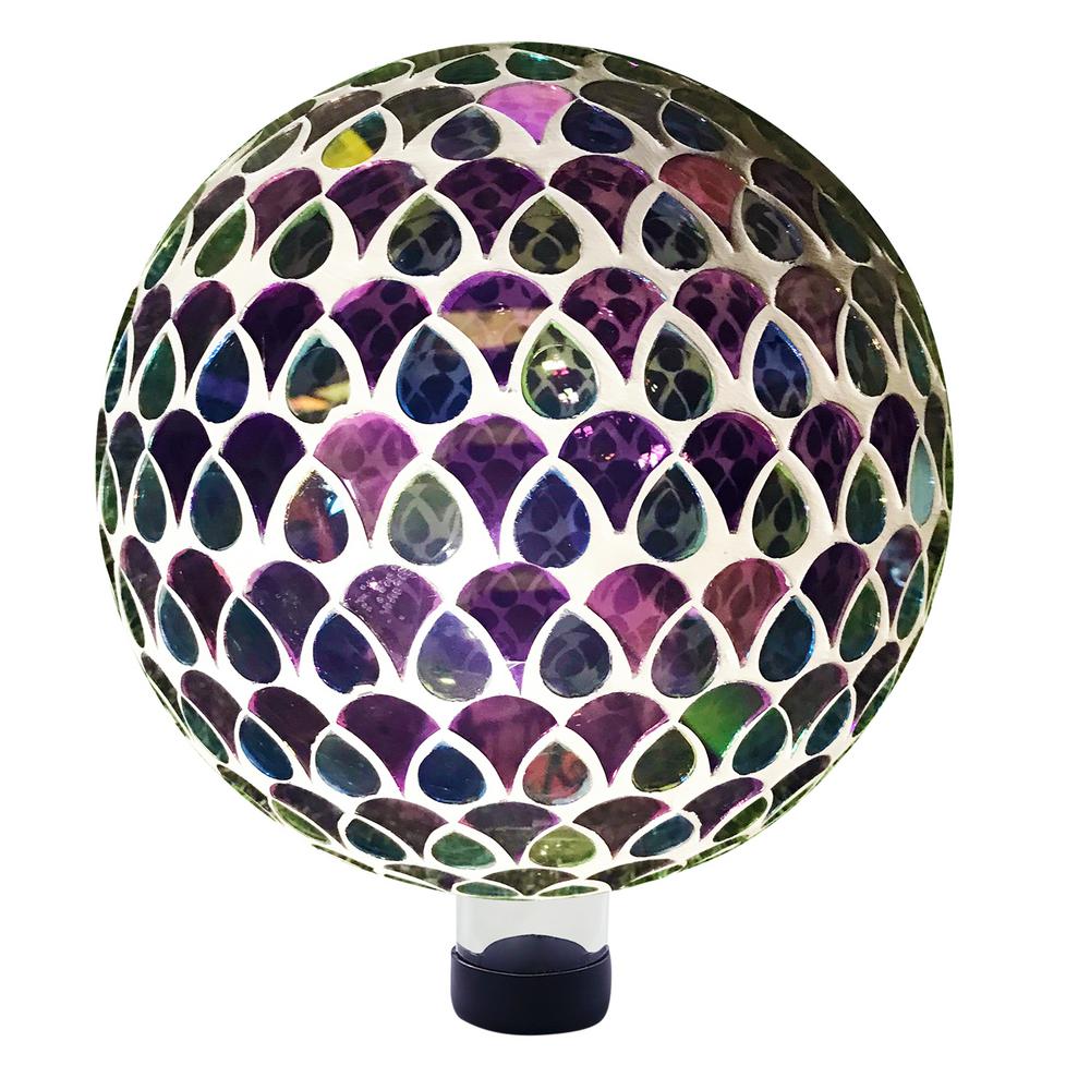 Colorful Teardrop Gazing Globe with Mosaic Flower Design