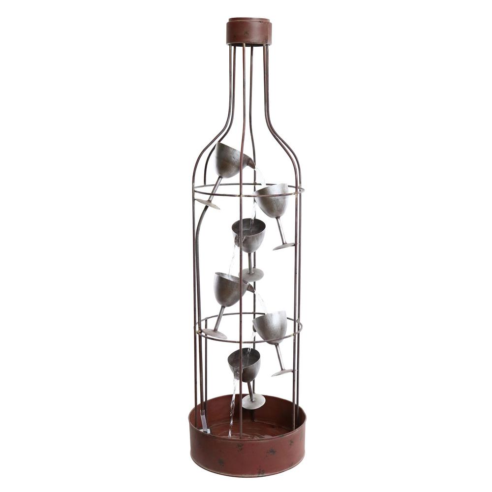 Bottle Shaped Fountain with Tiering Wine Glasses