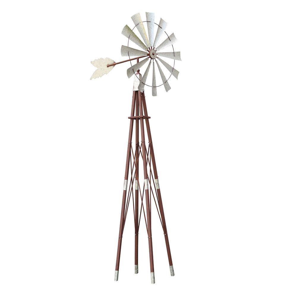 Rustic Bronze and Silver Metal Windmill