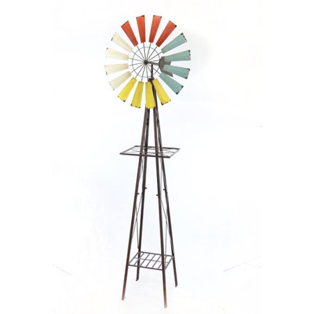 Multicolor Metal Garden Windmill