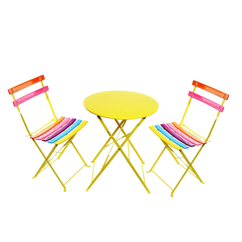 Rainbow Metal Bistro Set - Table and Two Chairs