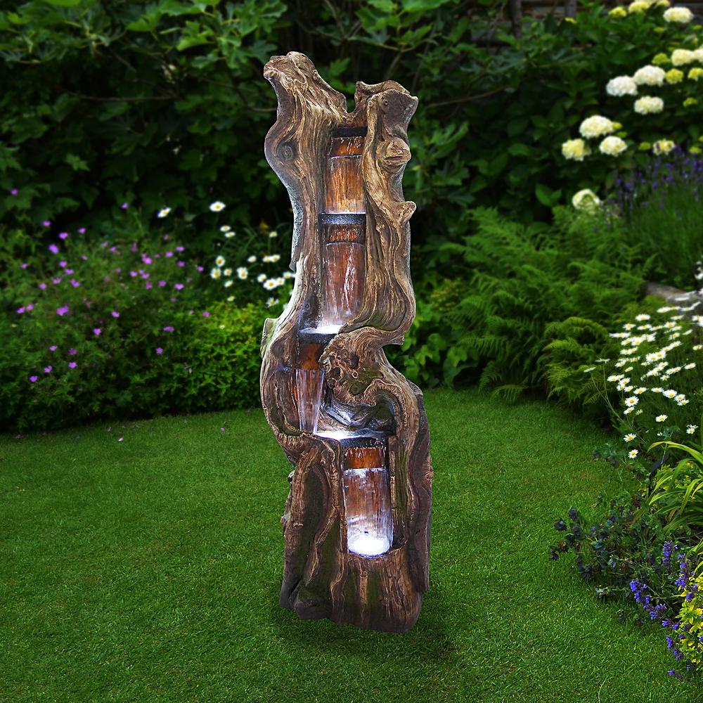 Tree Trunk Waterfall Fountain with LED Lights