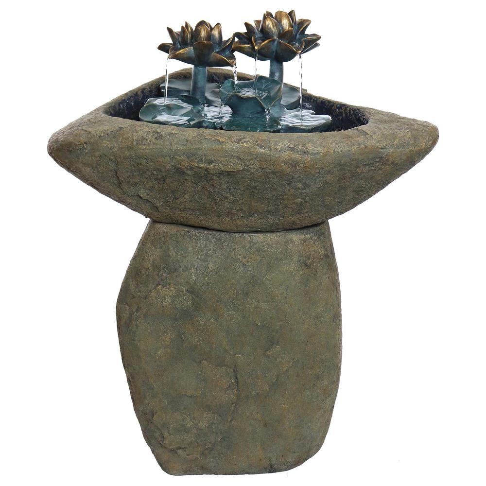 Lotus Rock Fountain with LED Lights