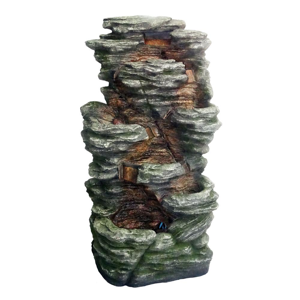 Rock Cascading Fountain with LED Lights