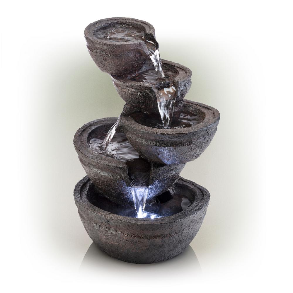 Tiering Bowls Tabletop Fountain with LED Lights
