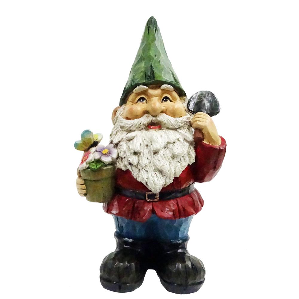 Gnome with Flower Pot Statue