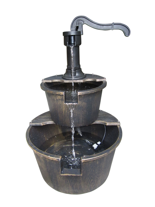 Two Tier Pump & Barrel Fountain - Bronze