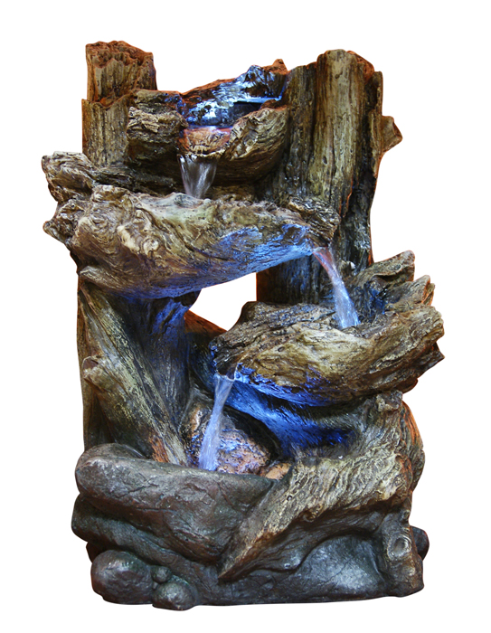 Tiered Log Statue with LED Lights