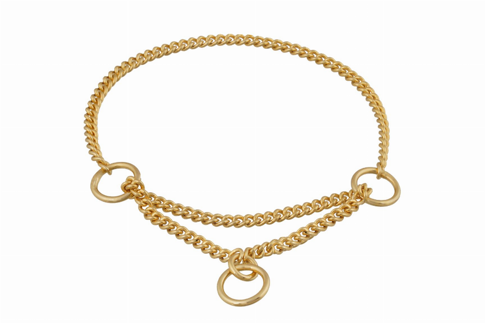 Alvalley Martingale Show Chain Collar - 10in x 1.2 mmGold Plated Metal Chain