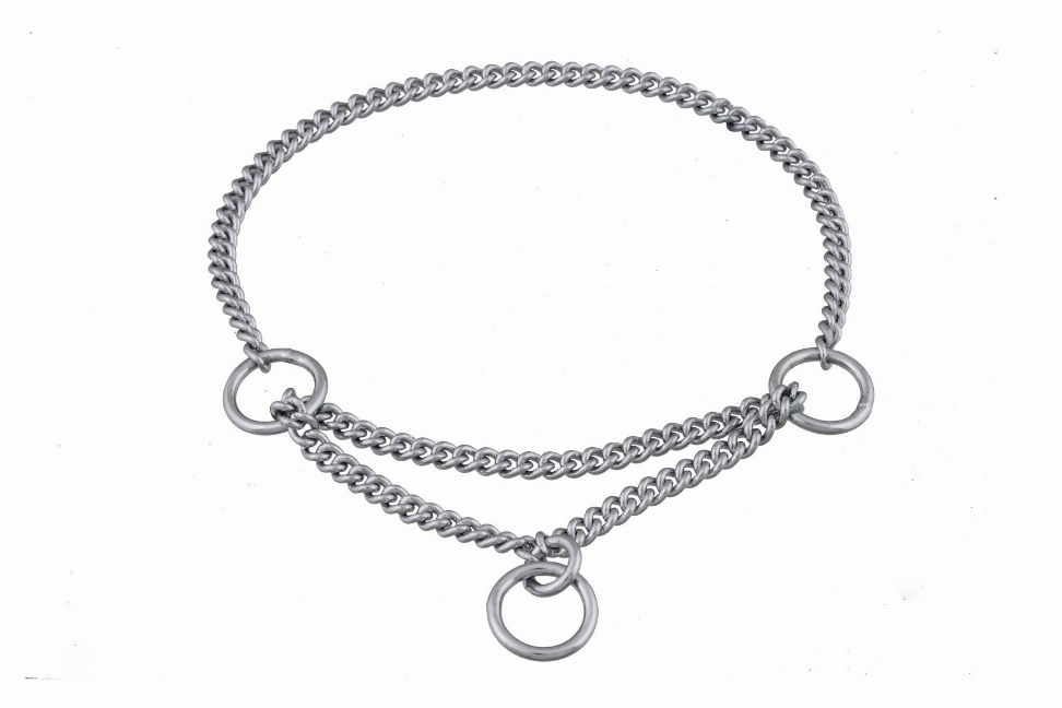 Alvalley Martingale Show Chain Collar - 14in x 1.2 mmChrome Plated Metal Chain