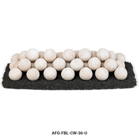 36" x 12" Cottage White Uniform Set, 38-4" Lite Stone Balls with 20lbs Small Lava Rock