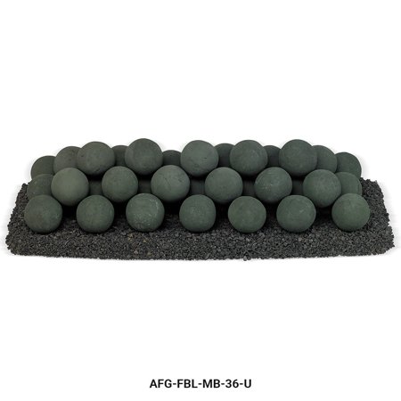 36" x 12" Matte Black Uniform Set, 38-4" Lite Stone Balls with 20lbs Small Lava Rock