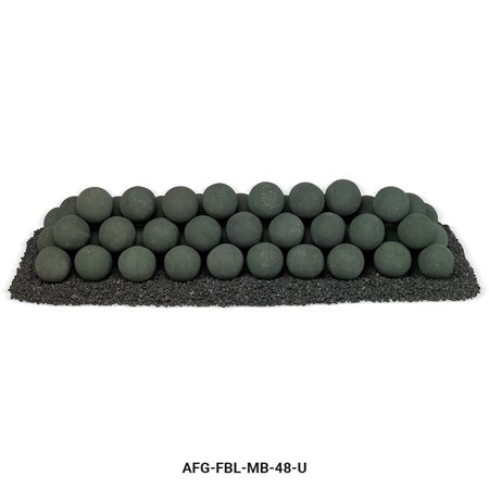 48" x 14" Matte Black Uniform Set, 56-4" Lite Stone Balls with 35lbs Small Lava Rock