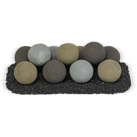 18" x 6" Natural Uniform Set, 11-4" Lite Stone Balls with 5lbs Small Lava Rock