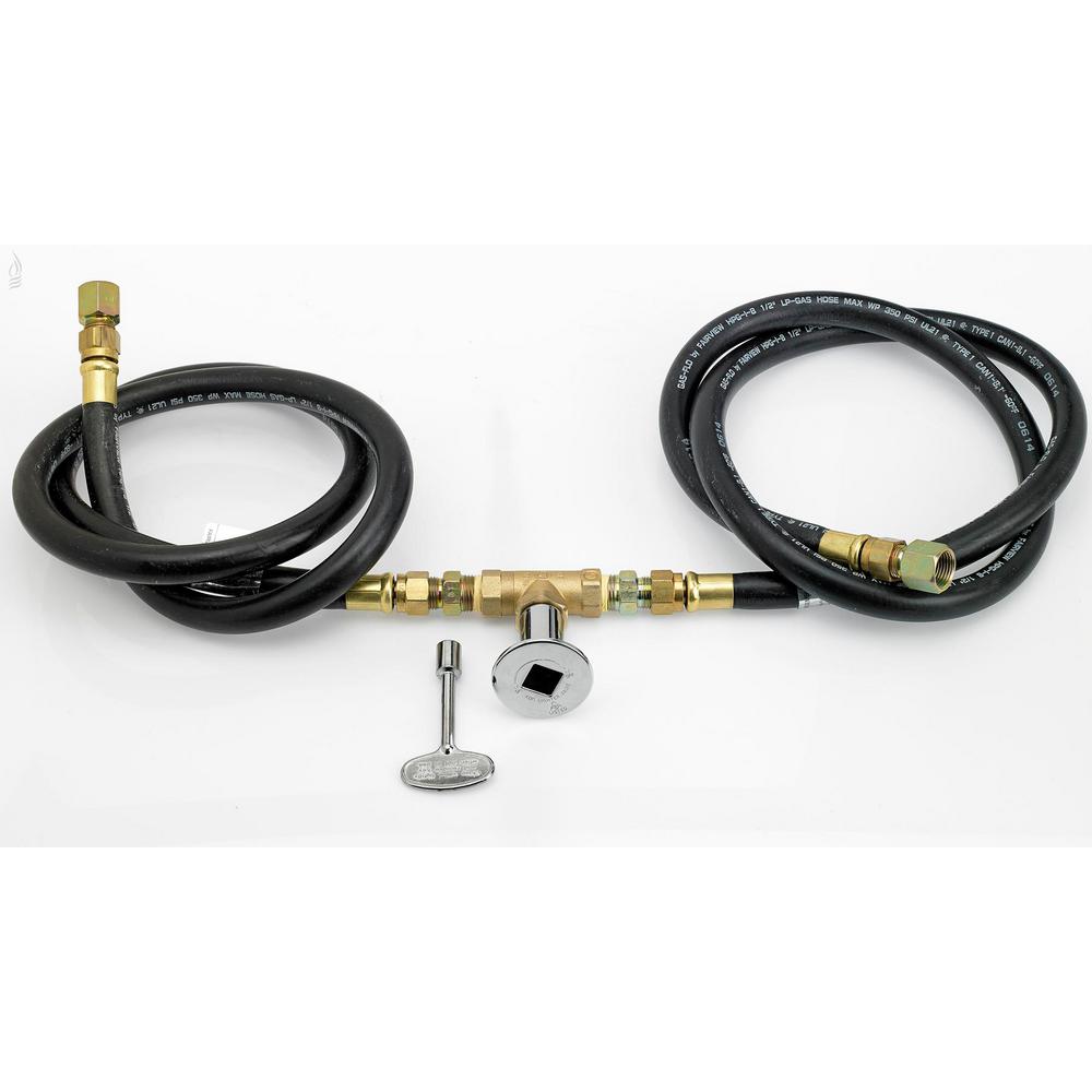 Fire Pit Natural Gas Installation Kit with Chrome Key Valve