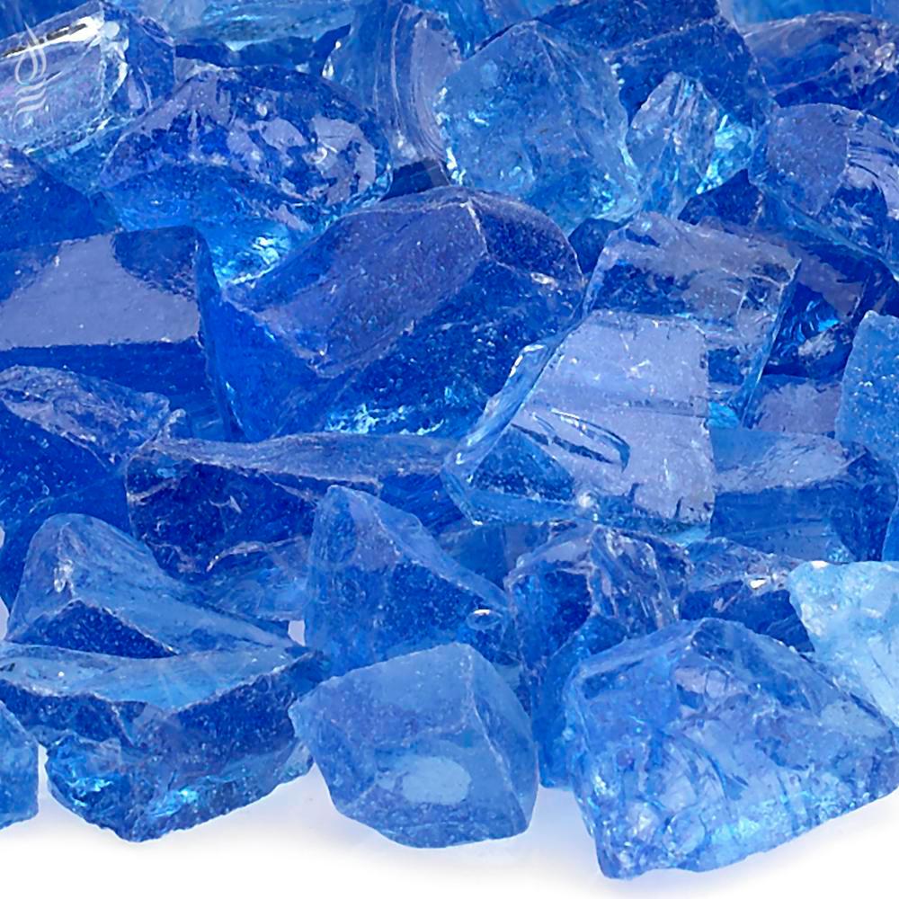Light Blue Recycled Fire Pit Glass - Medium (18-28mm), 10 lb. Bag
