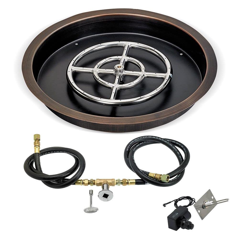 19" Round Drop-In Pan with Spark Ignition Kit (12" Fire Pit Ring) - Natural Gas