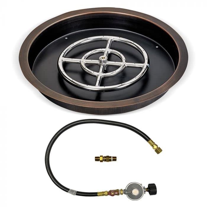 19" Round Drop-In Pan with Match Light Kit (12" Fire Pit Ring) - Propane