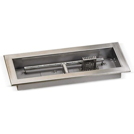18" x 6" STAINLESS STEEL RECTANGULAR DROP-IN PAN w/ Threaded Nipple, Propane, assembled Electric Ignition System kit, w/ Natura