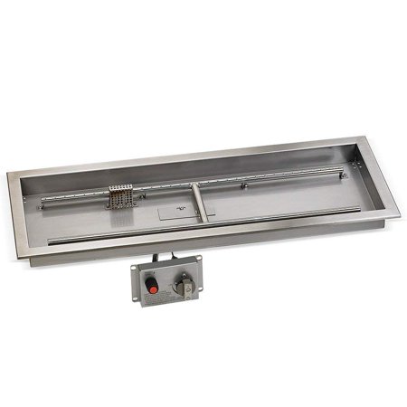 36" x 12" STAINLESS STEEL RECTANGULAR DROP-IN PAN w/ Threaded Nipple, Propane Hose kit, assembled Electric Ignition System, w/ N
