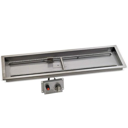 48" x 14" STAINLESS STEEL RECTANGULAR DROP-IN PAN w/ Threaded Nipple, Propane Hose kit, assembled Electric Ignition System, w/ N