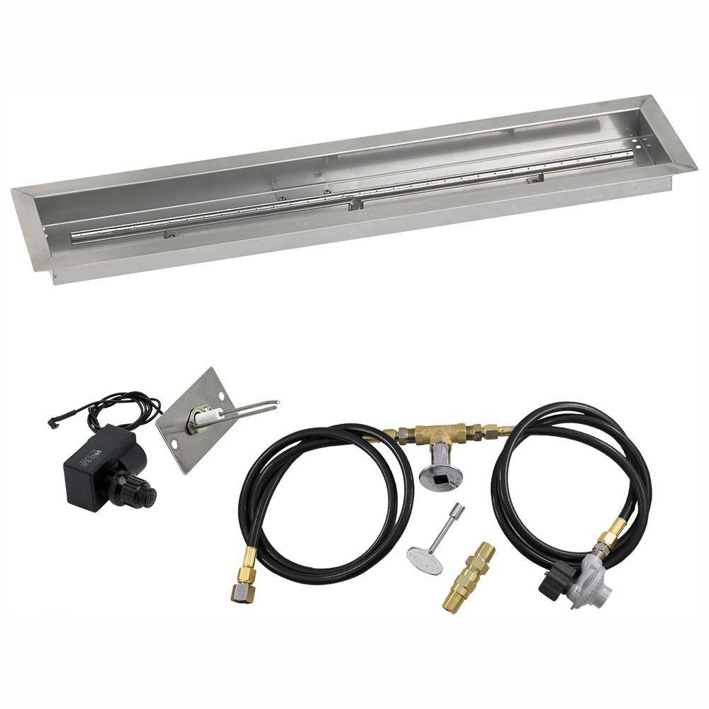 36" x 6" Linear Stainless Steel Drop-In Fire Pit Pan with Spark Ignition Kit - Propane