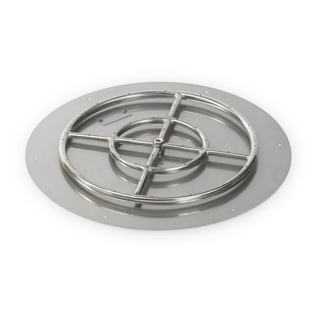 24" Round Stainless Steel Flat Fire Pit Pan W/ 18" Ring