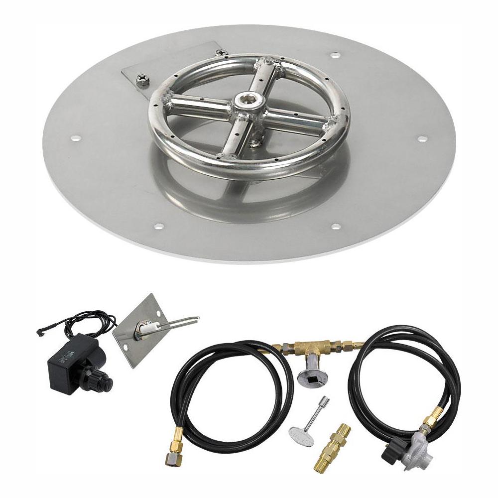 12" Round Stainless Steel Flat Pan with Spark Ignition Kit - Propane (6" Ring Burner Included)