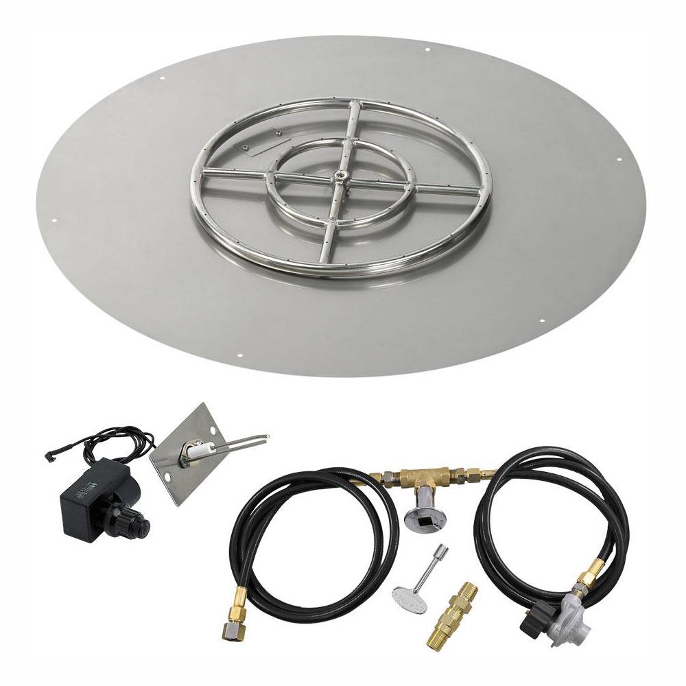 36" Round Stainless Steel Flat Pan with Spark Ignition Kit - Propane (18" Ring Burner Included)