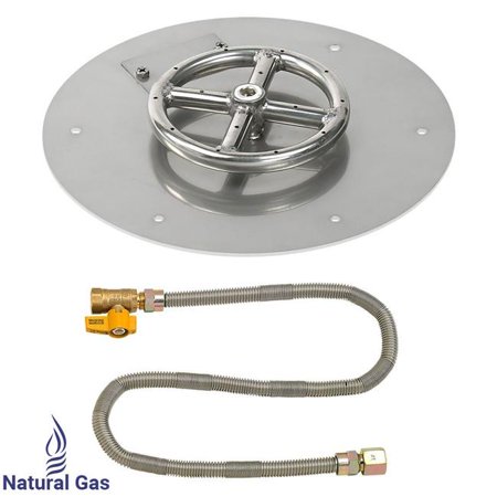 12" Round Stainless Steel Flat Pan with Match Lite Kit (6" Ring) Natural Gas