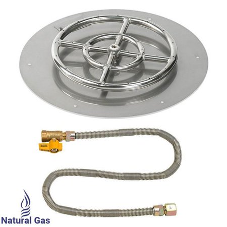 18" Round Stainless Steel Flat Pan with Match Lite Kit (12" Ring) - Natural Gas