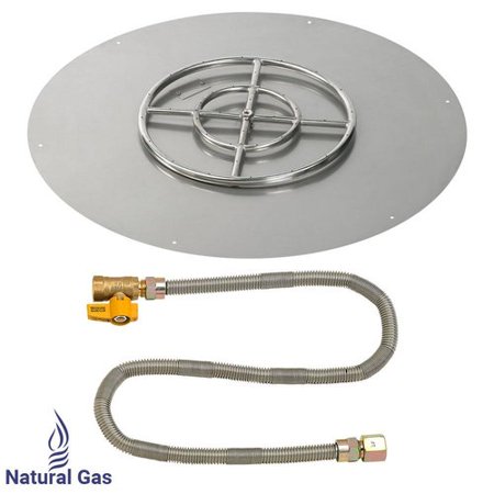 36" Round Stainless Steel Flat Pan with Match Lite Kit (18" Ring) - Natural Gas