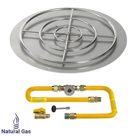 36" High Capacity Round Stainless Steel Flat Pan with Match Lite Kit (30" Ring) - Natural Gas