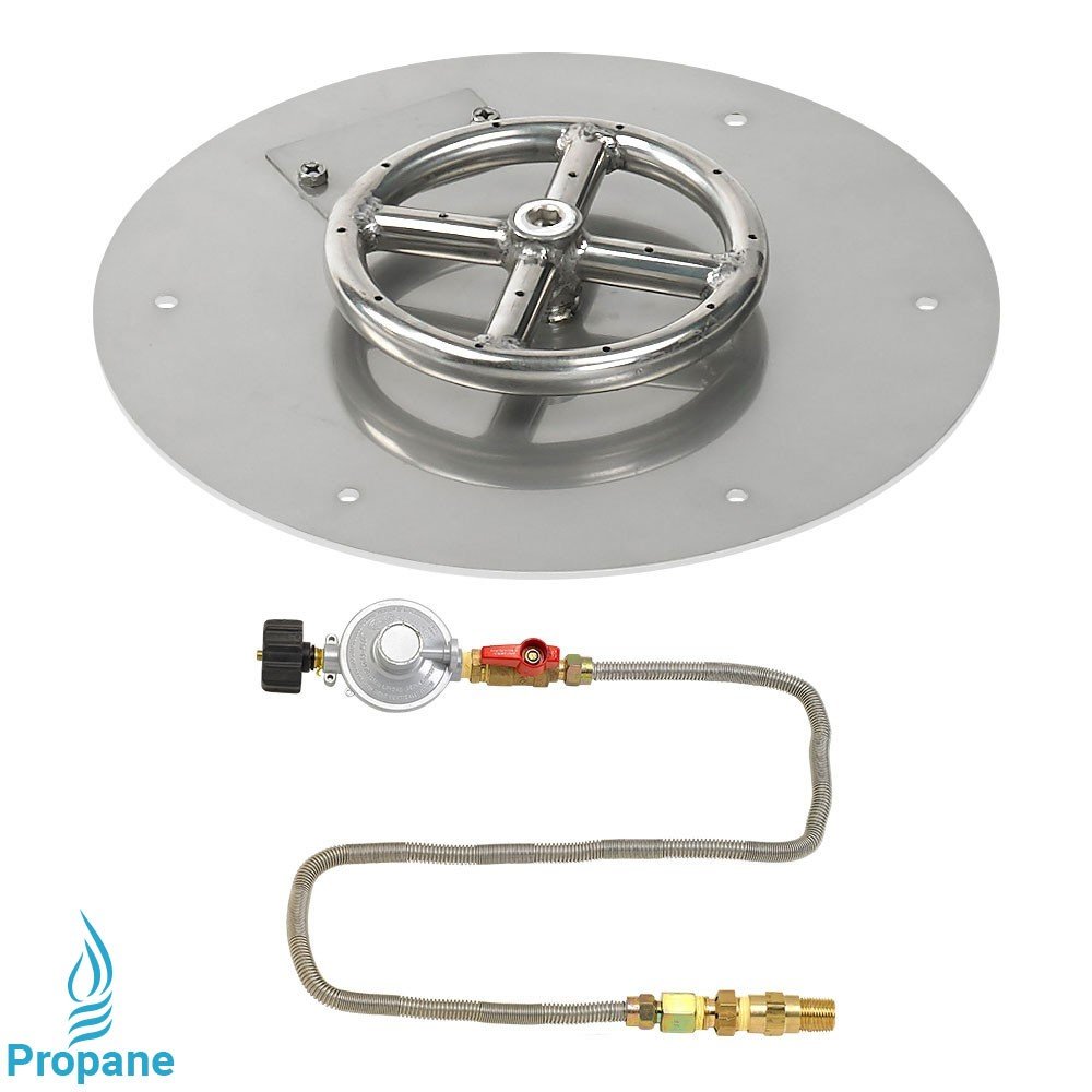 12" Round Stainless Steel Flat Pan with Match Lite Kit (6" Ring) Propane