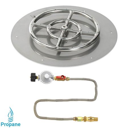 18" Round Stainless Steel Flat Pan with Match Lite Kit (12" Ring) - Propane