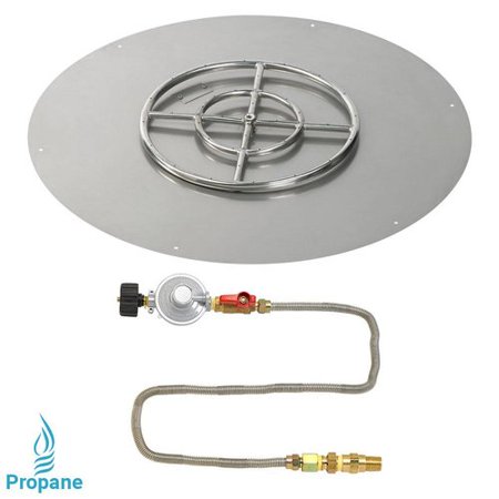 36" Round Stainless Steel Flat Pan with Match Lite Kit (18" Ring) - Propane
