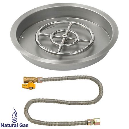 19" Round Stainless Steel Drop-In Pan with Match Lite Kit (12" Fire Pit Ring) Natural Gas