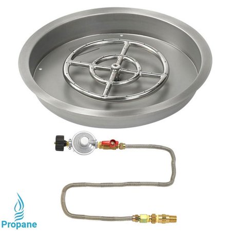 19" Round Stainless Steel Drop-In Pan with Match Lite Kit (12" Fire Pit Ring) Propane
