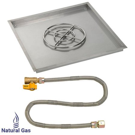 36" Square Stainless Steel Drop-In Pan with Match Lite Kit (18" Fire Pit Ring) Natural Gas