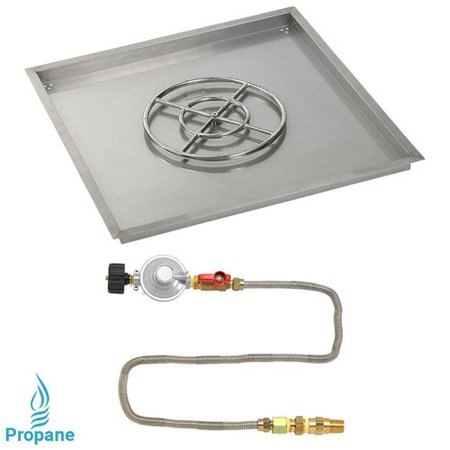 18" Square Stainless Steel Drop-In Pan with Match Lite Kit (12" Fire Pit Ring) Propane