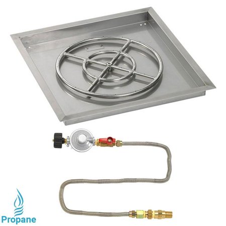 36" Square Stainless Steel Drop-In Pan with Match Lite Kit (18" Fire Pit Ring) Propane