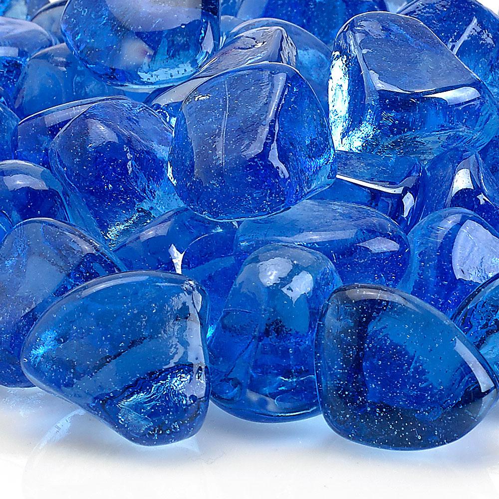 Midnight Blue Luster Zircon Fire Glass, 10 lb. Bag