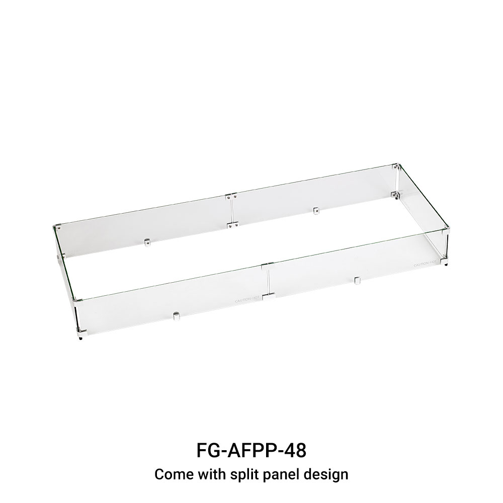 Tempered Glass Flame Guard for 48" x 14" Drop-In Fire Pit Pan