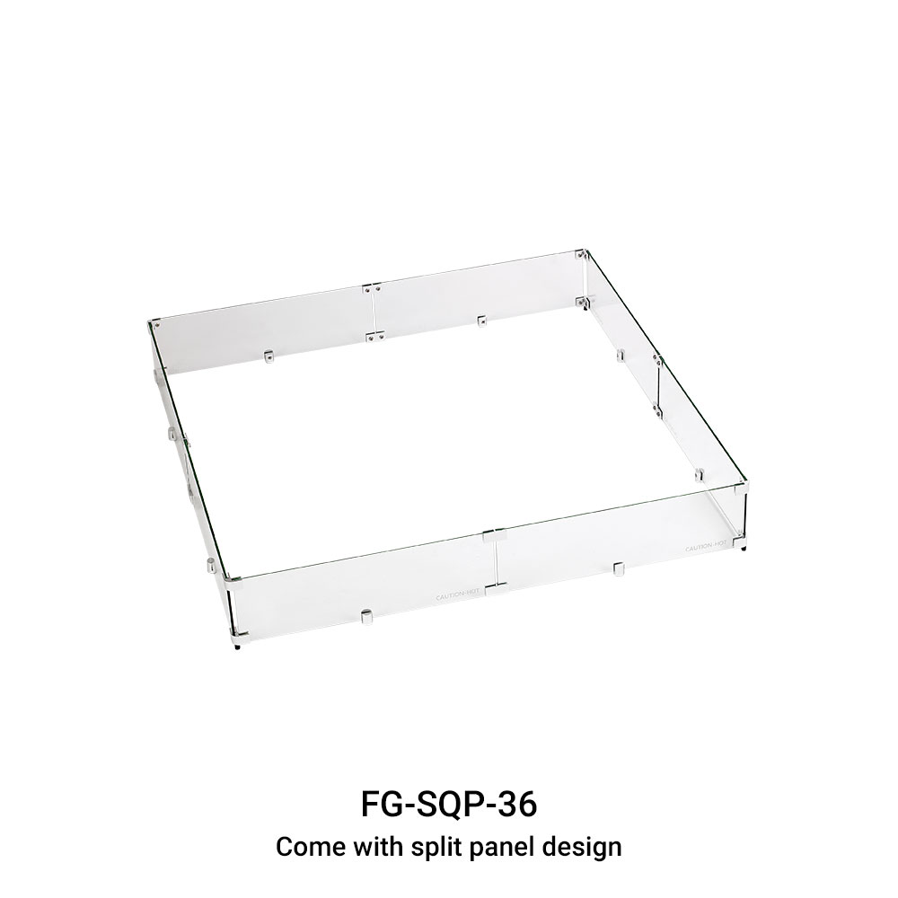 Tempered Glass Flame Guard for 36" Square Drop-In Fire Pit Pan
