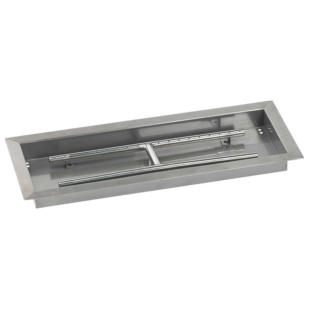 24 x 8 Stainless Steel Rectangular Drop-In Fire Pit Pan