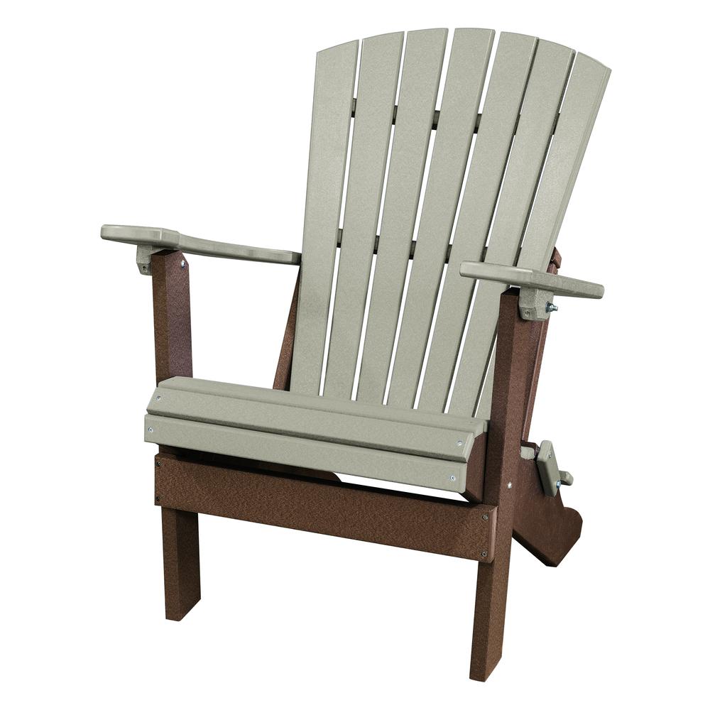Fan Back Folding Adirondack Chair Made in the USA- Weatherwood, Tudor Brown